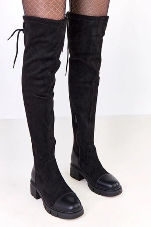 Czarne kozaki ekozamszowe za kolano...