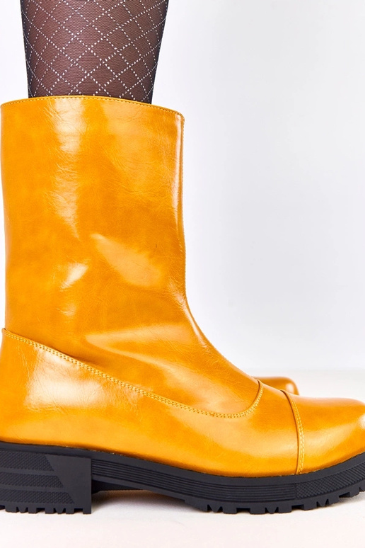 Pomarańczowe botki damskie na płaskie...