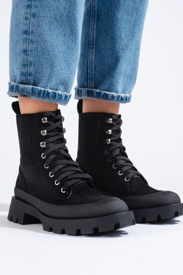black tied of suede boots