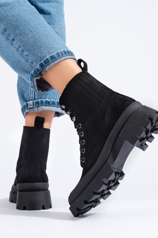 black tied of suede boots