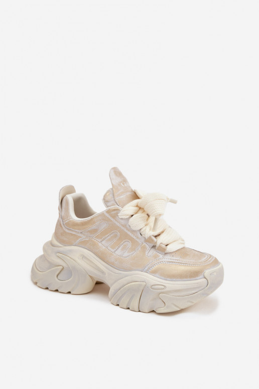 Skórzane Sneakersy Damskie GOE SS2N4009 Złote