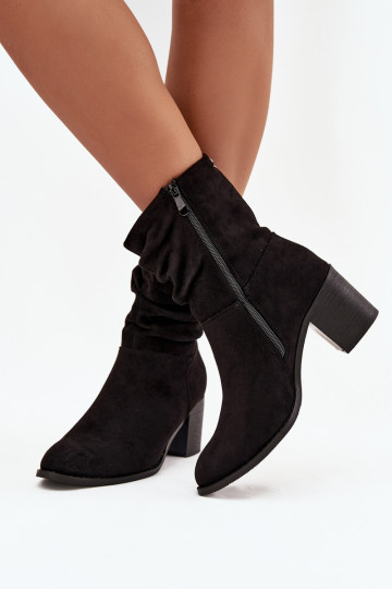 Women's ankle boots with ruching on heel S.Barski HY52-516 Black 2