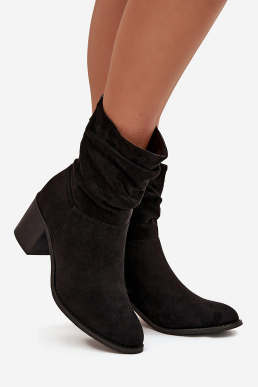 Botki DamskiewithMarszczeniem Na Słupku S.Barski HY52-516 Czarne