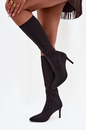 Fabric Women's Boots on Heel S. HY52-513 Black