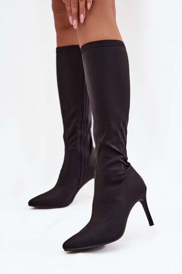 Fabric Women's Boots on Heel S. HY52-513 Black 2