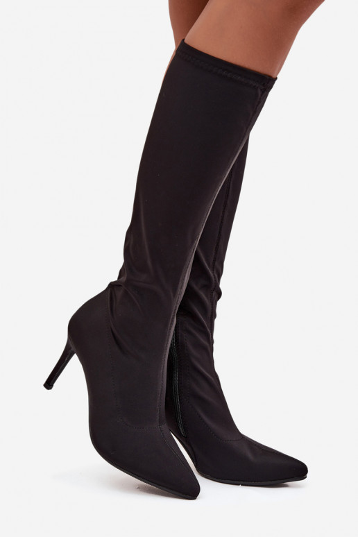 Fabric Women's Boots on Heel S. HY52-513 Black