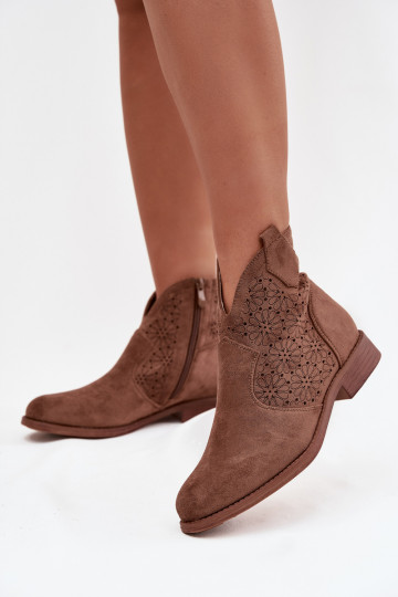 Women's Flat Heel Ankle Boots S.Barski HY52-532 Brown 2
