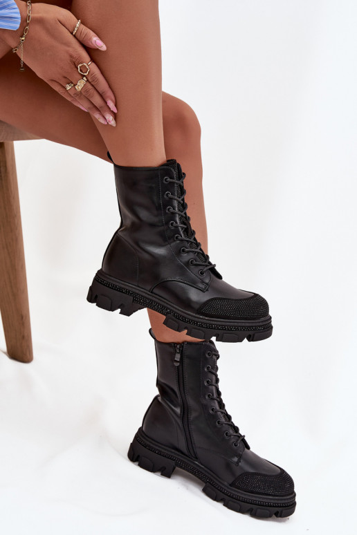 Women's Work Boots with Lining with Decoration S.Barski HY42-982 Black