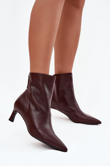 Women's leather ankle boots with heel D&A CR52-661 Burgundy 2