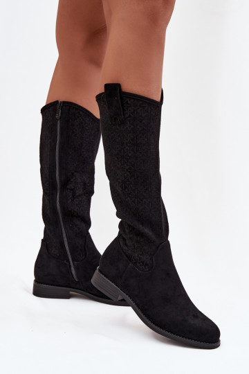 Women's Mesh Ankle Boots On Flat Heel S Bar ski HY52 534 Black 2