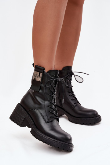 Leather Women's Work Boots on Block Heel with Decorative Detail Artiker 57C0211 Bordeaux 2