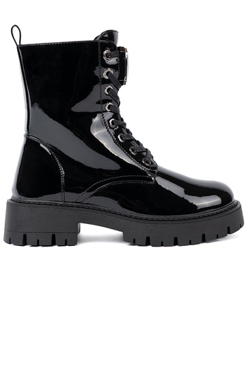 Inith lacquer effect laced Inomens boots black 2