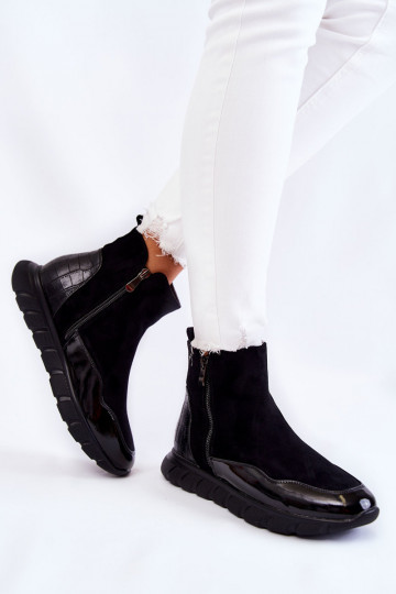 Suede Women's Boots Sneakers Black Anita 2