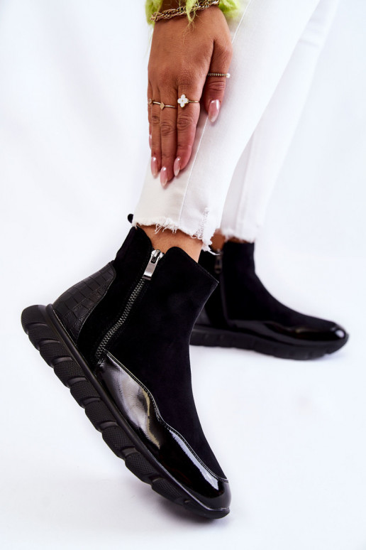 Suede Women's Boots Sneakers Black Anita