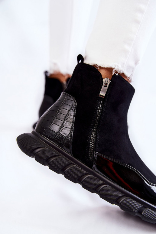 Suede Women's Boots Sneakers Black Anita