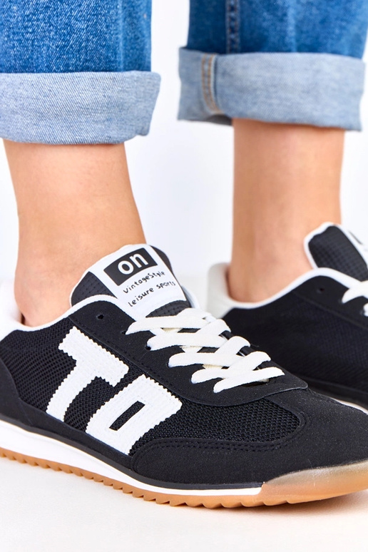 Czarne sneakersy sportowe z białymi...