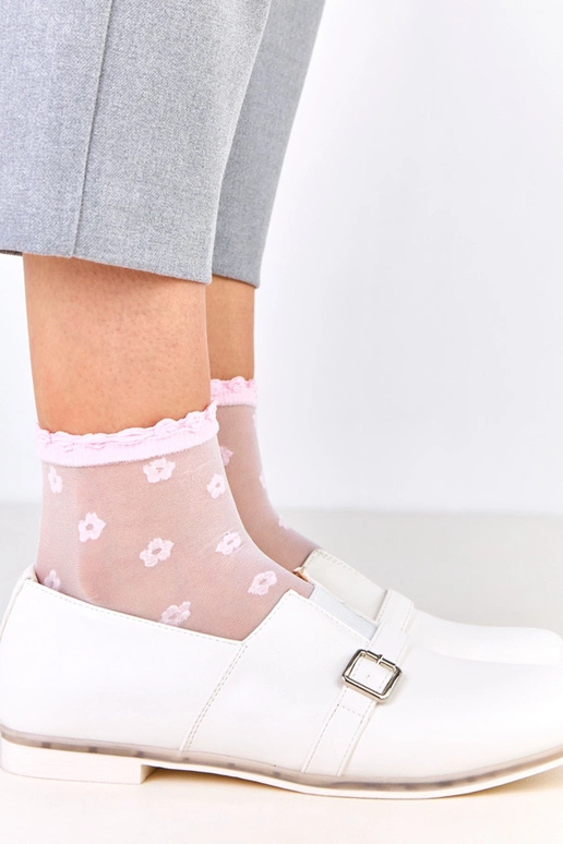 Białe półbuty damskie ze skórzana...