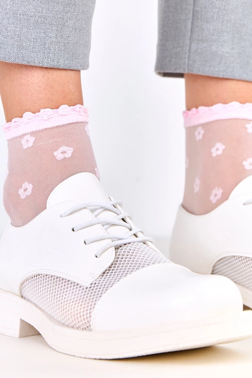 Białe półbuty damskie z siateczką na...