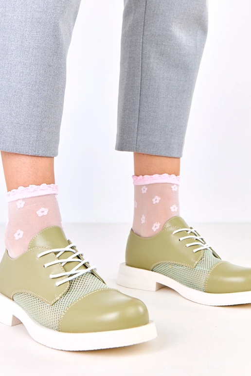 Zielone półbuty damskie z siateczką...