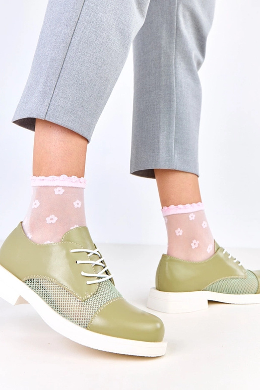 Zielone półbuty damskie z siateczką...