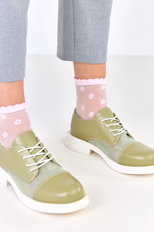 Zielone półbuty damskie z siateczką...