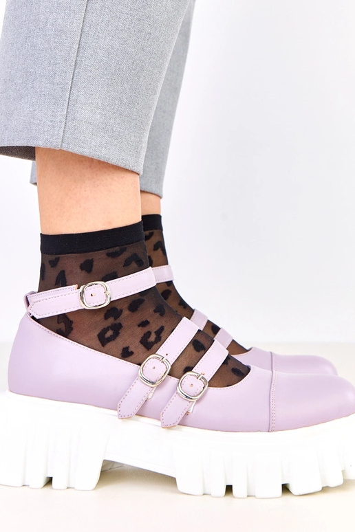 Fioletowe półbuty na traktorowej...