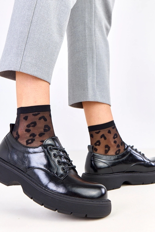 Czarne półbuty damskie na platformie...