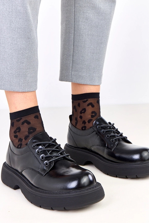 Czarne półbuty damskie na platformie...