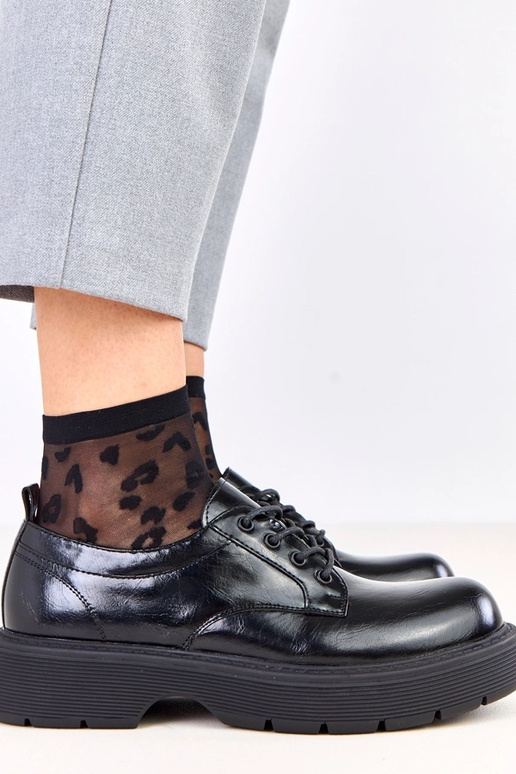 Czarne półbuty damskie na platformie...