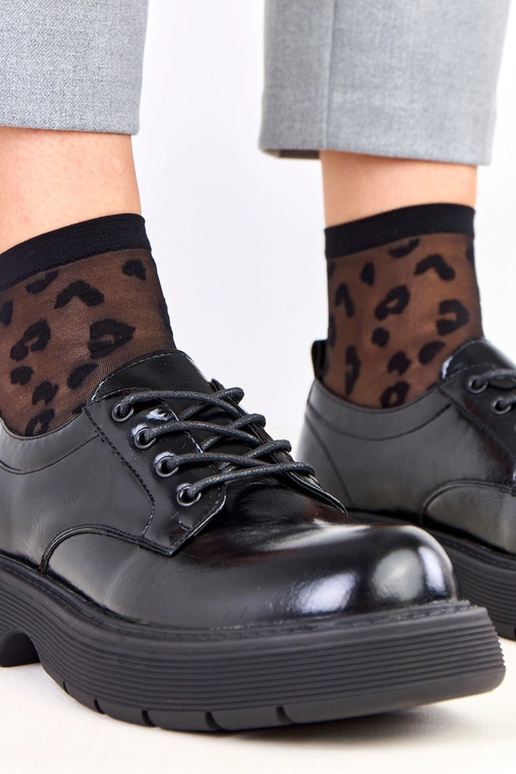 Czarne półbuty damskie na platformie...