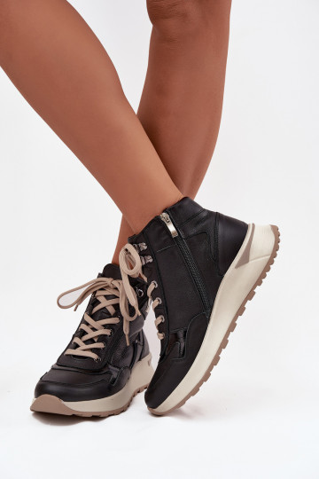 Women's Sports Boots on Platform Made of Natural Leather Zazoo Z1239 Black 2
