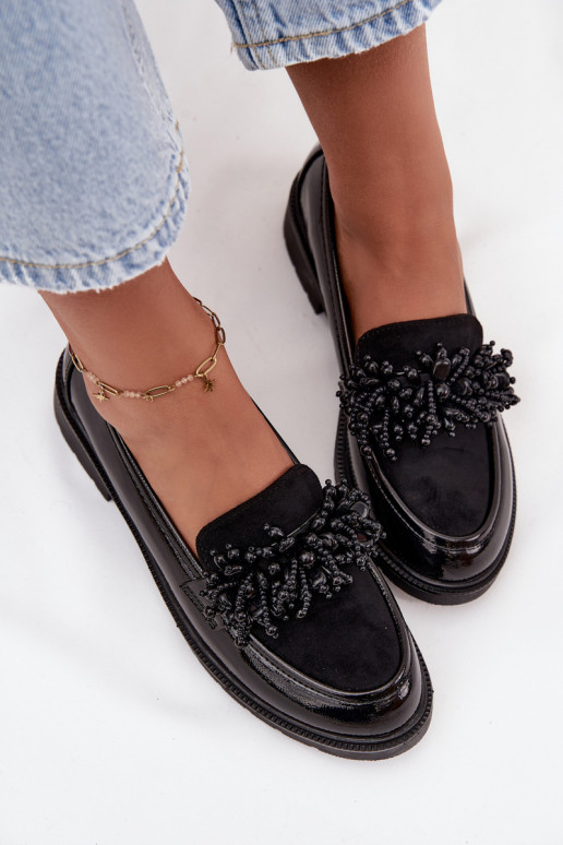 Women's Patent Leather Moccasins S.Barski HY52-369B Black