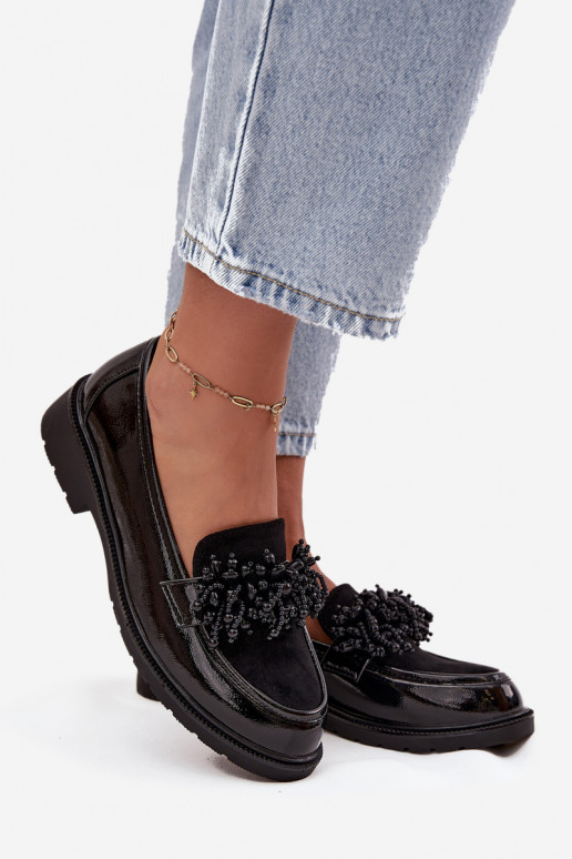 Women's Patent Leather Moccasins S.Barski HY52-369B Black