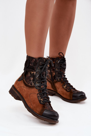Leather Ladies Ankle Boots Made of Natural Leather Flat Heel Maciejka 07004-29 Camel 2