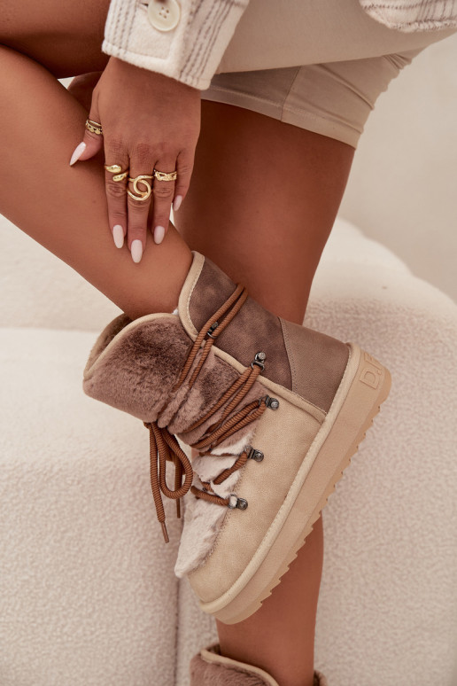 Śniegowce DamskiewithFuterkiem D.Franklin DFSH370012 Beżowe