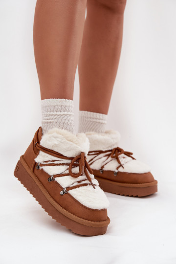 Low Snow Boots On Platform With Fur D.Franklin DFSH370011 Camel 2