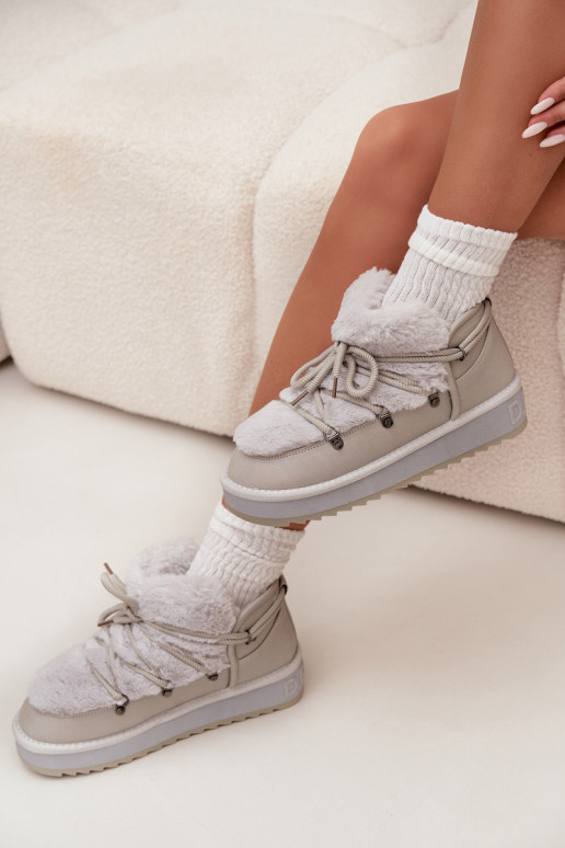 Low Snow Boots On Platform With Fur D.Franklin DFSH370011 Light Gray