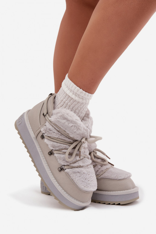 Low Snow Boots On Platform With Fur D.Franklin DFSH370011 Light Gray