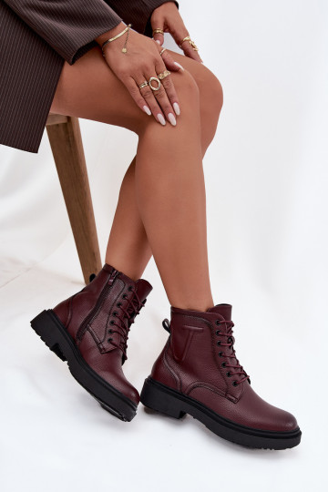 Insulated Women's Ankle Boots Made of Genuine Leather Sergio Leone BT25248-S Bordeaux