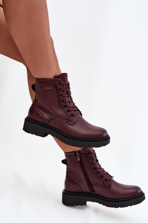 Insulated Women's Ankle Boots Made of Genuine Leather Sergio Leone BT25248-S Bordeaux