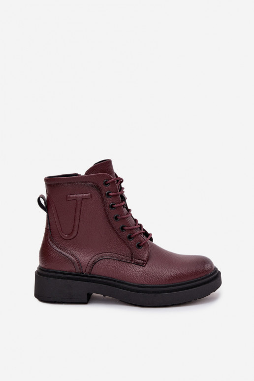 Insulated Women's Ankle Boots Made of Genuine Leather Sergio Leone BT25248-S Bordeaux