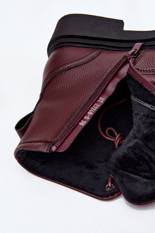 Insulated Women's Ankle Boots Made of Genuine Leather Sergio Leone BT25248-S Bordeaux