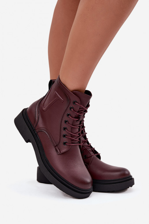 Insulated Women's Ankle Boots Made of Genuine Leather Sergio Leone BT25248-S Bordeaux