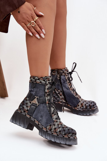 Leather Women's Work Boots Maciejka 07072-03 Multicolor