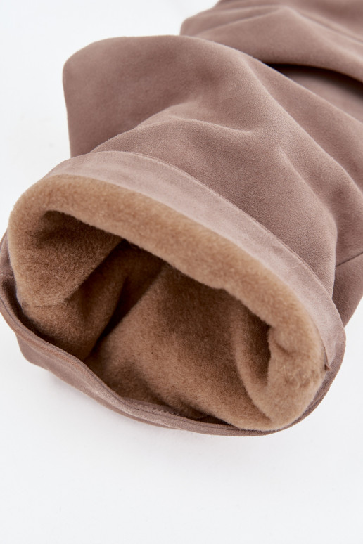 Marszczone KozakiwithNaturalnego Zamszu Na Słupku Ocieplane Zazoo 4228 Jasnobrązowe