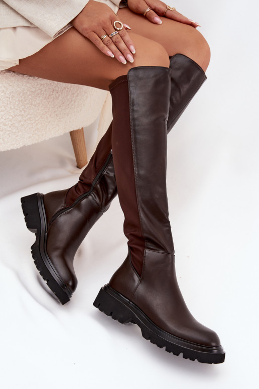 Slip-on women's boots made of eco leather chocolate Sylvina Slip-on women's boots made of eco leather chocolate Sylvina