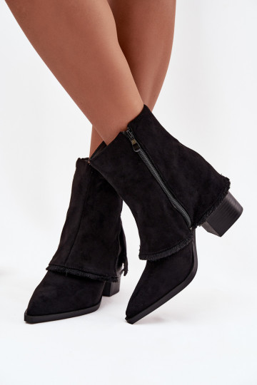 Women's Block Heel Boots with Turned Up Shaft Black Idalia 2