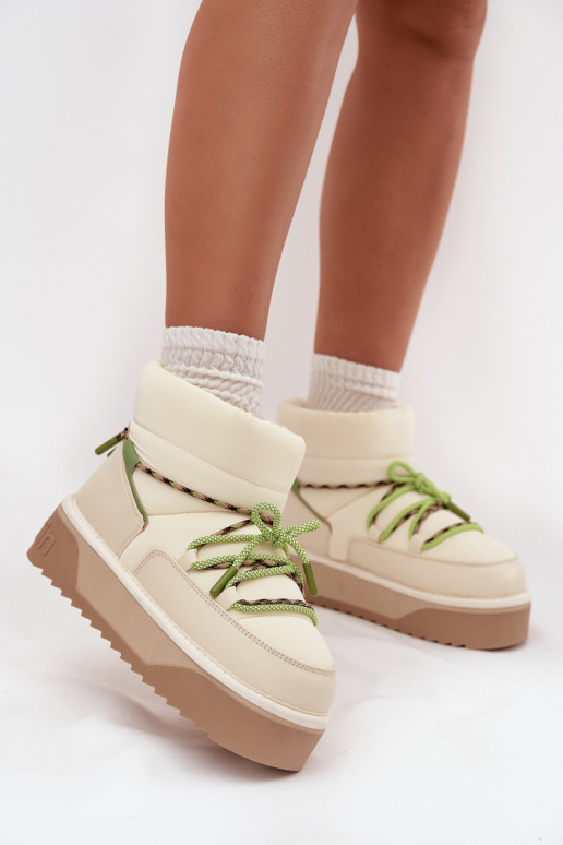 Śniegowce Na Platformie D.Franklin DFSH371015 Jasnobeżowe