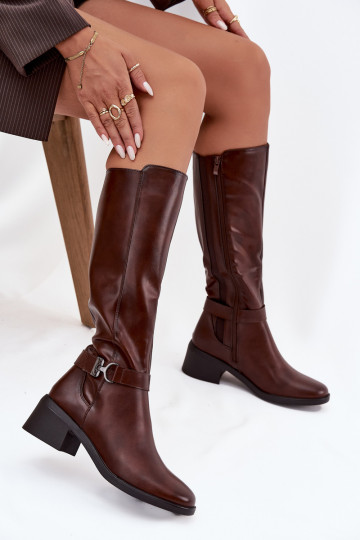 Insulated women's wedge boots with strap Sergio Leone KZ25826 Brown