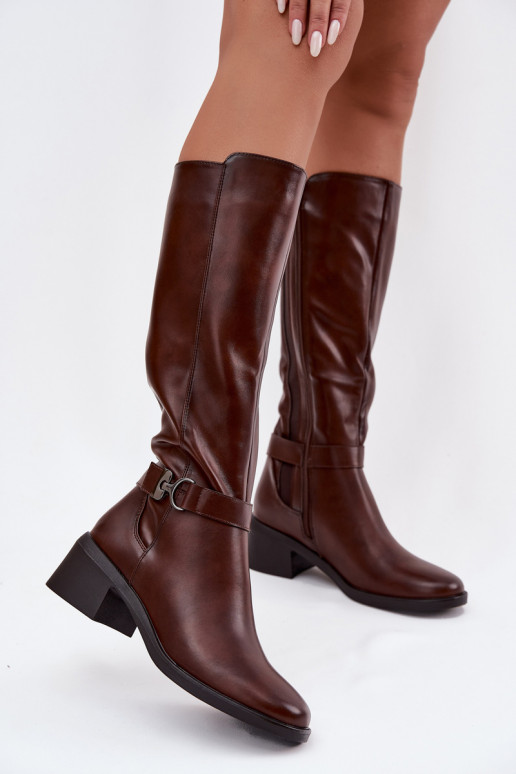 Insulated women's wedge boots with strap Sergio Leone KZ25826 Brown Insulated women's wedge boots with strap Sergio Leone KZ25826 Brown
